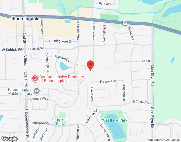 Map showing location at 170 S Circle Ave, Bloomingdale, IL