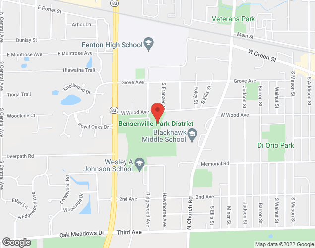 Map showing location at 1000 W Wood Street, Bensenville, IL