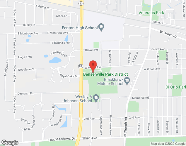 Map showing location at 1100 W. Wood Street, Bensenville, IL