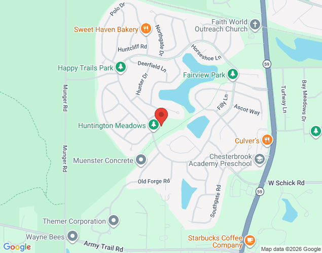 Map showing location at 1471 Woodland Hills Drive, Bartlett, IL