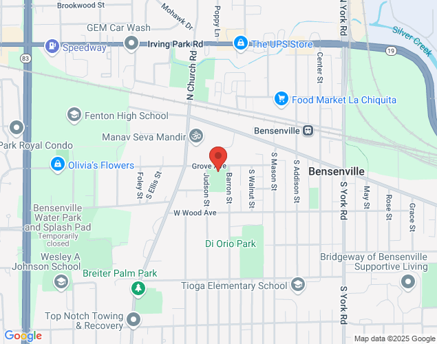 Map showing location at 550 Grove Avenue, Bensenville, IL