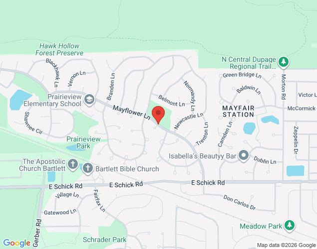 Map showing location at 400 Mayflower Lane, Bartlett, IL