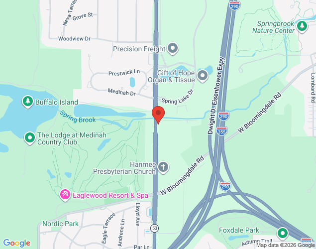 Map showing location at 650 North Rohlwing Road, Itasca, IL