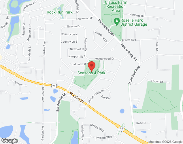 Map showing location at 600 Old Farm Road, Roselle, IL