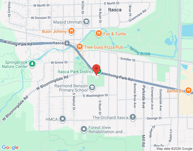 Map showing location at 350 East Irving Park Road, Itasca, IL