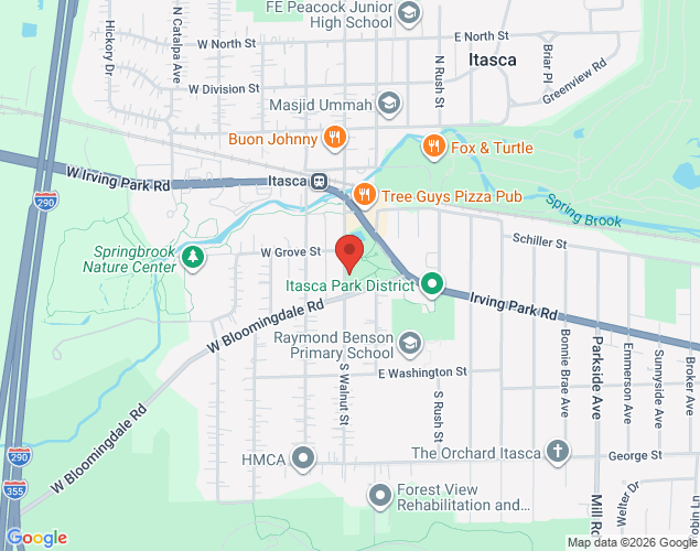 Map showing location at 216 South Walnut Street, Itasca, IL