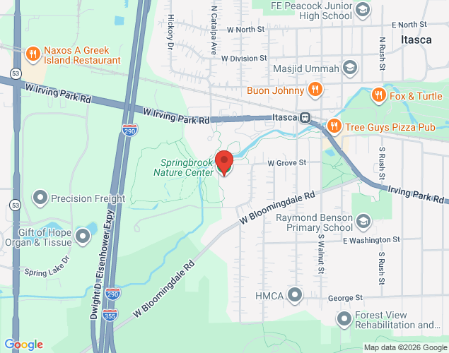 Map showing location at 130 Forest Avenue, Itasca, IL