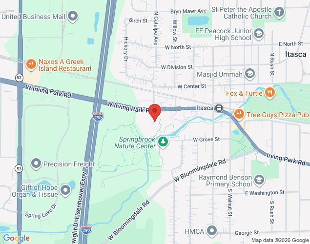 Map showing location at 500 West Irving Park Road, Itasca, IL