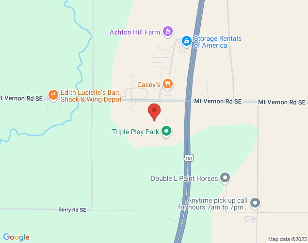 Map showing location at 7251 Mount Vernon Road Southeast, Cedar Rapids, IA