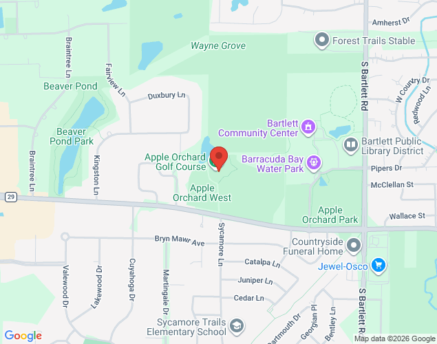Map showing location at 692 West Stearns Road, Bartlett, IL
