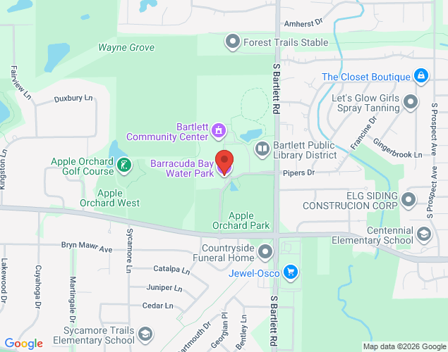 Map showing location at 620 West Stearns Road, Bartlett, IL