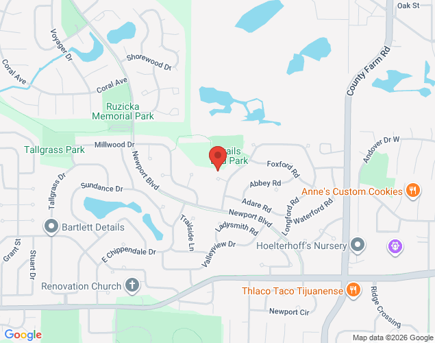 Map showing location at 970 Longford Road, Bartlett, IL