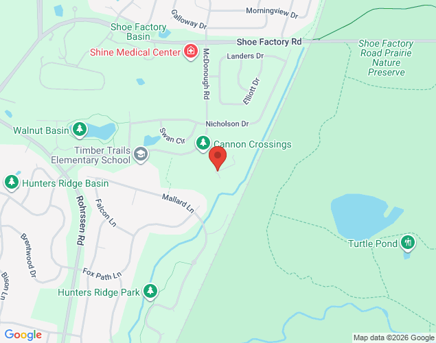 Map showing location at 1675 Nicholson Drive, Hoffman Estates, IL