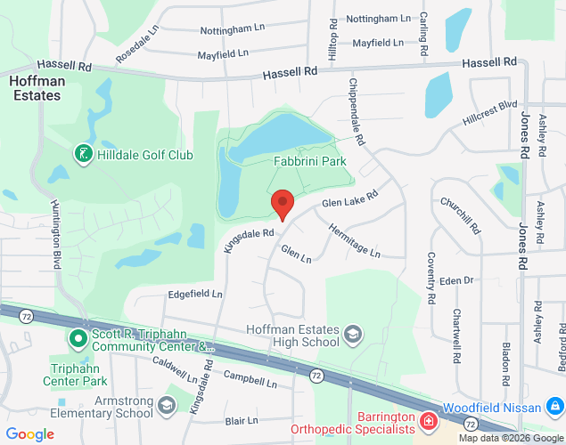 Map showing location at 1706 Glen Lake Road, Hoffman Estates, IL