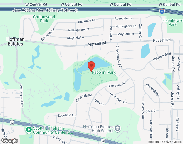 Map showing location at 1704 Glen Lake Rd, Hoffman Estates, IL