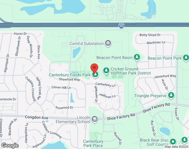 Map showing location at 1950 Maureen Dr, Hoffman Estates, IL