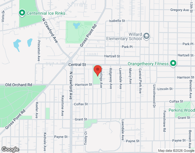 Map showing location at , Evanston, IL