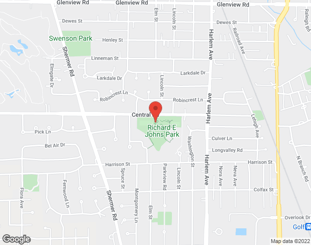 Map showing location at 2101 Central Rd, Glenview, IL