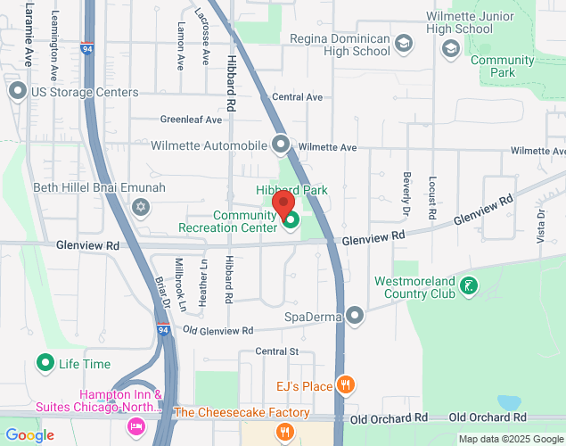 Map showing location at 3000 Glenview Rd., Wilmette, IL