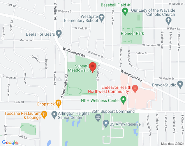 Map showing location at 700 South Dwyer, Arlington Heights, IL
