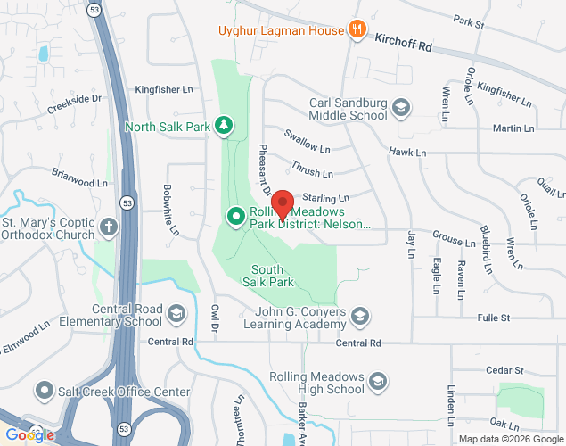 Map showing location at 3705 Pheasant Drive, Rolling Meadows, IL