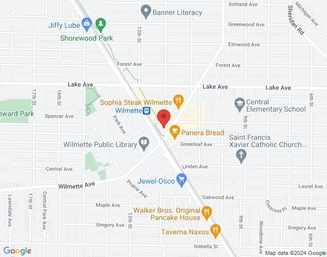 Map showing location at 1200 Wilmette Ave., Wilmette, IL