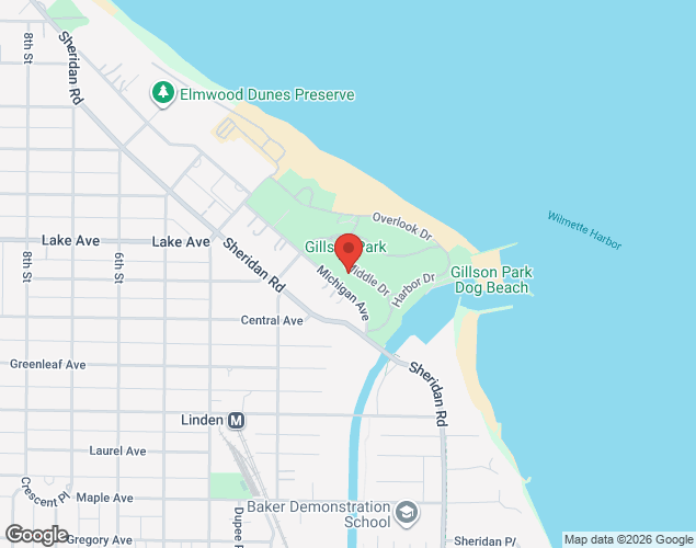 Map showing location at 890 Michigan Ave, Wilmette, IL