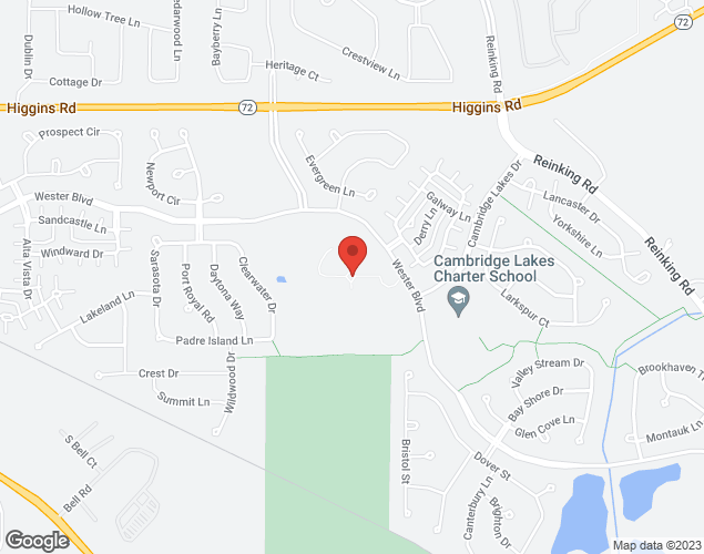 Map showing location at 1005 Wester Blvd., Pingree Grove, IL