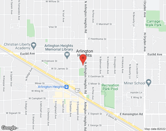 Map showing location at 410 N. Arlington Heights Road, Arlington Heights, IL