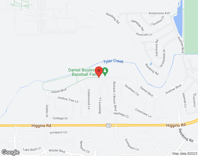 Map showing location at Daniel Blvd., Pingree Grove, IL
