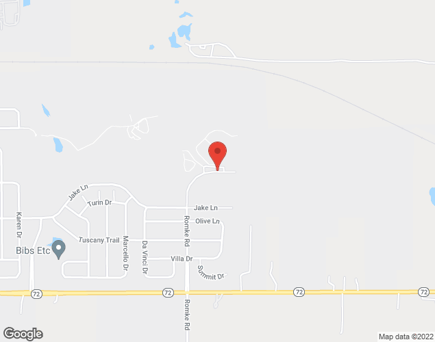 Map showing location at 1363 Romke Rd., Hampshire, IL