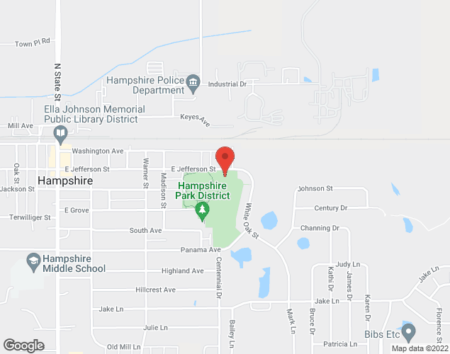 Map showing location at 441 E. Jefferson Ave., Hampshire, IL