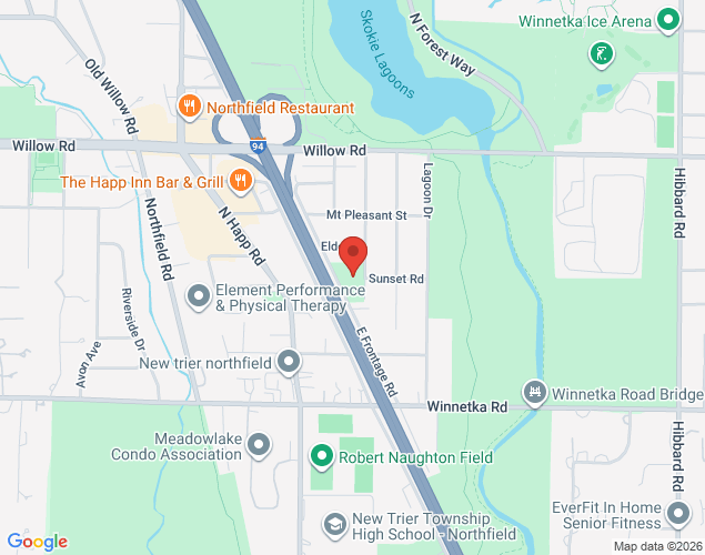 Map showing location at 250 Lockwood, Northfield, IL