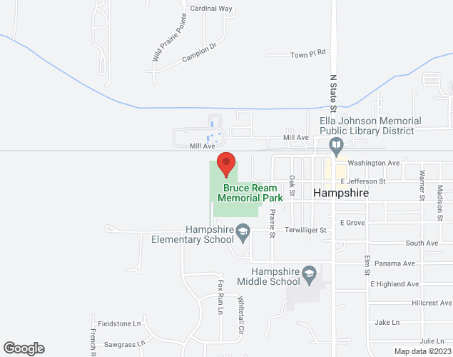 Map showing location at 299 W Jefferson Ave, Hampshire, IL