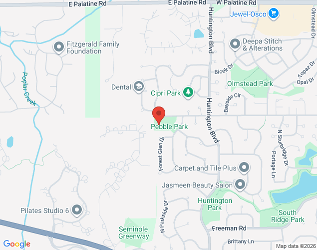 Map showing location at 1855 Westbury Drive, Hoffman Estates, IL