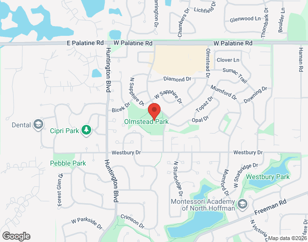 Map showing location at 4500 Olmstead Dr, Hoffman Estates, IL