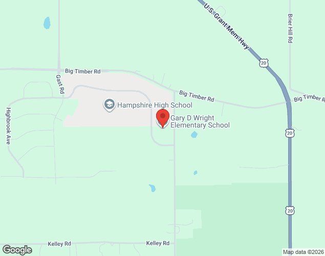 Map showing location at 1500 Ketchum Road, Hampshire, IL