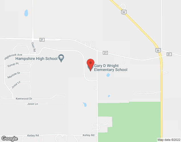 Map showing location at 299 W Jefferson Ave, Hampshire, IL