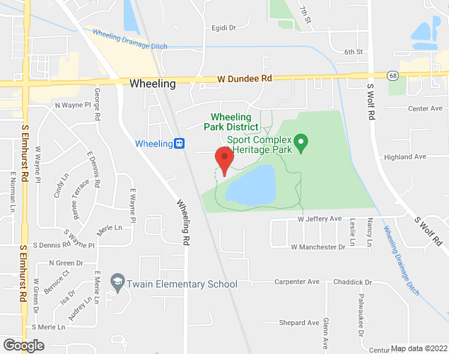 Map showing location at 201 Community Boulevard, Wheeling, IL