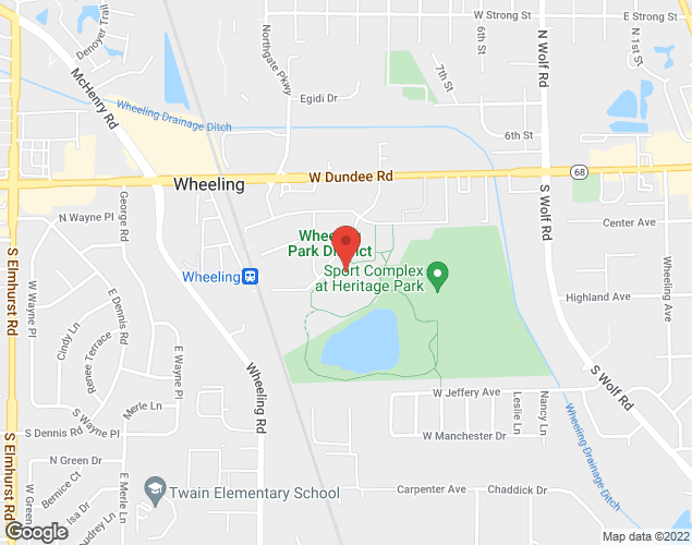 Map showing location at 105 Community Blvd., Wheeling, IL