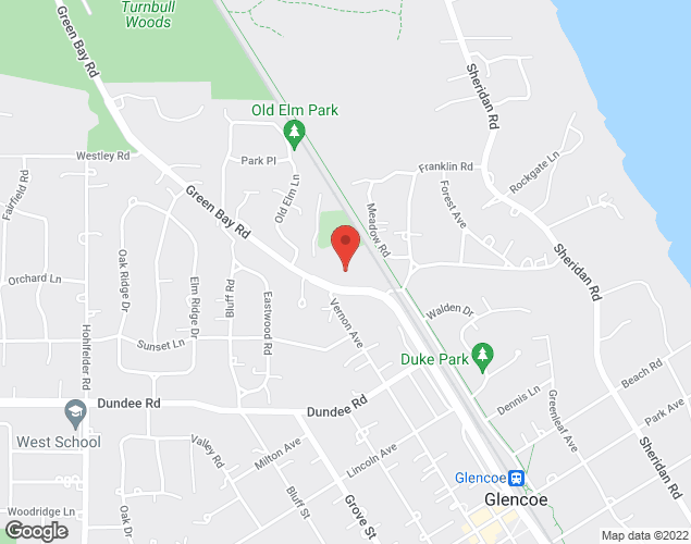 Map showing location at 999 Green Bay Road, Glencoe, IL