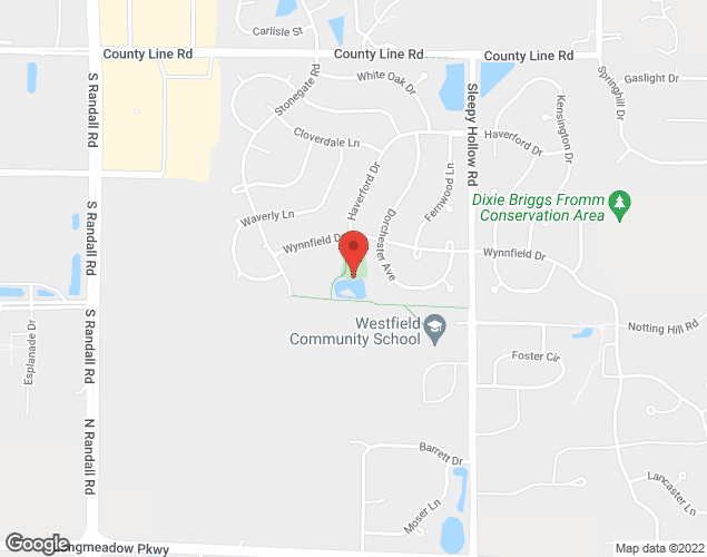 Map showing location at 2001 Wynnfield Drive, Algonquin, IL