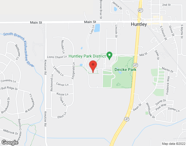 Map showing location at 12219 Lois Lane, Huntley, IL