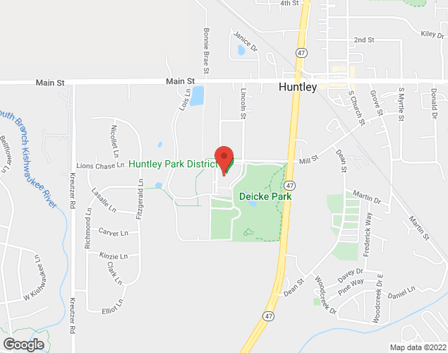Map showing location at 12015 Mill St., Huntley, IL