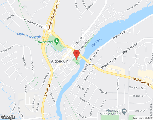 Map showing location at 101 S Harrison St, Algonquin, IL