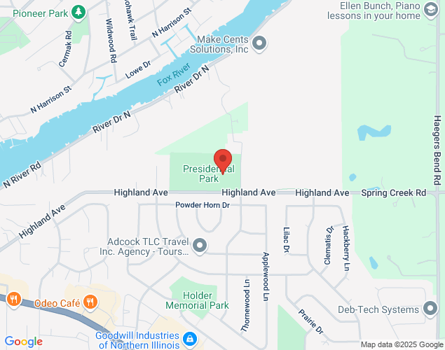 Map showing location at 700 Highland Ave, Algonquin, IL