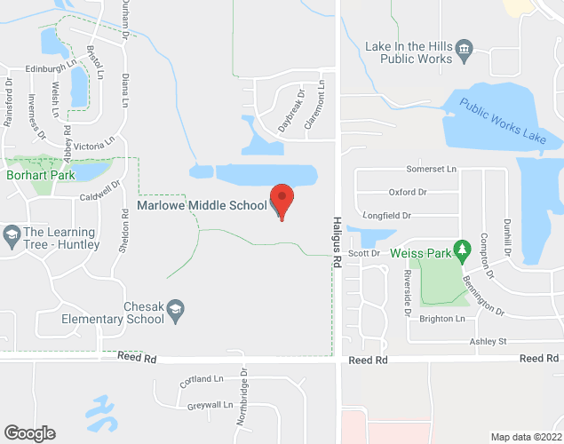 Map showing location at 9625 Haligus Rd, Lake in the Hills, IL