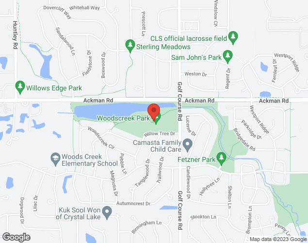Map showing location at 1420 Willow Tree Dr, Crystal Lake, IL