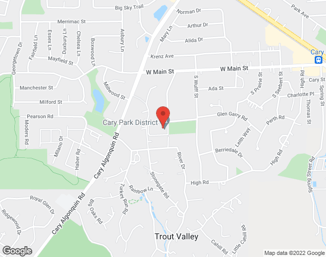 Map showing location at 255 Briargate Rd., Cary, IL