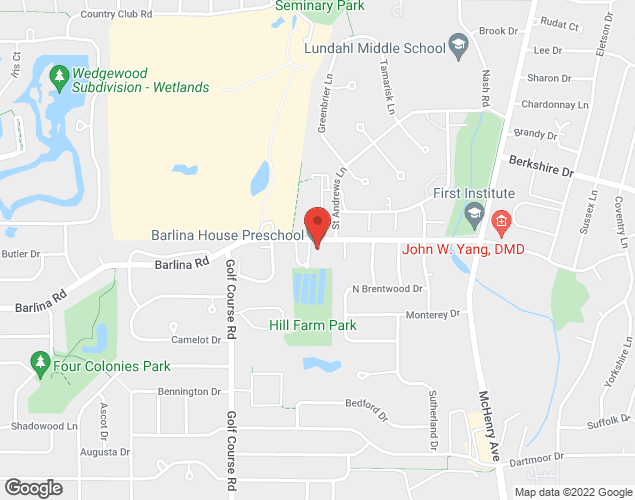 Map showing location at 705 Barlina Road, Crystal Lake, IL